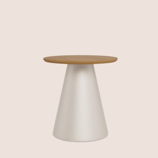 Bout de canapé rond en bois et métal grège D45 GIROLLE - HELLIN