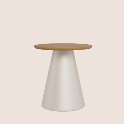 Bout de canapé rond en bois et métal grège D45 GIROLLE - HELLIN