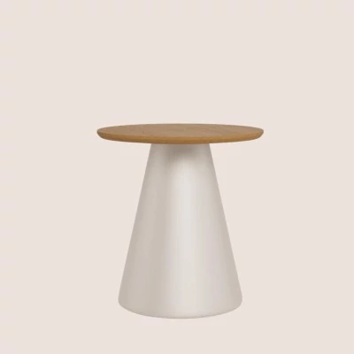 Bout de canapé rond en bois et métal grège D45 GIROLLE - HELLIN