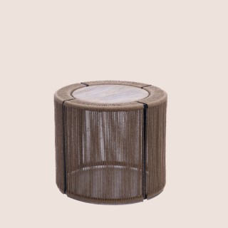 Bout de canapé rond en métal manguier et jute D46 - HELLIN