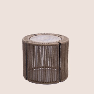 Bout de canapé rond en métal manguier et jute D46 - HELLIN