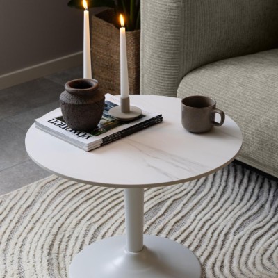 Table basse ronde en céramique et métal D60 MONA - HELLIN