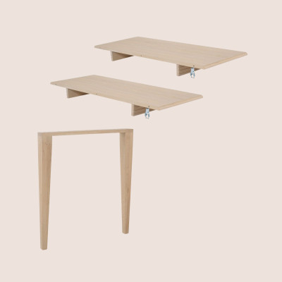 Lot de 2 allonges bois blanchi table ronde D105 pieds fuseau VICTORIA - HELLIN