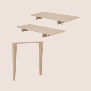 Lot de 2 allonges bois blanchi table ronde D115 pieds fuseau VICTORIA | Hellin