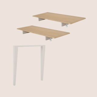 Lot de 2 allonges bois/grège table ronde D105 pieds fuseau VICTORIA - HELLIN