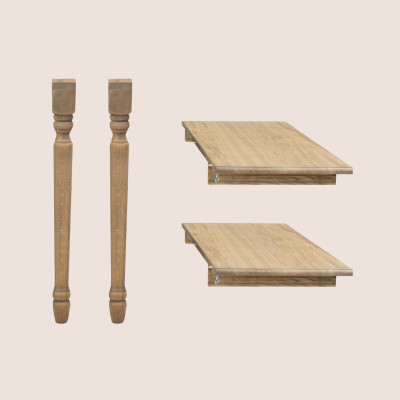 Allonges et pieds pour table ronde extensible en chêne | Hellin
