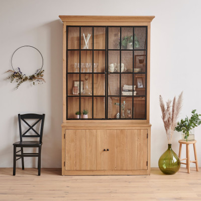 Buffet vaisselier bois et métal VICTORIA : style indus | Hellin