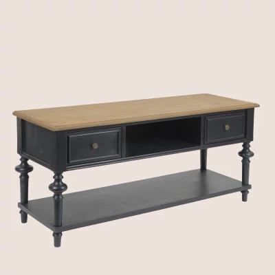 Meuble tv bas en bois / coloris noir ou blanc - Hellin