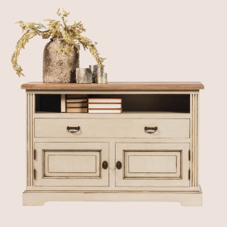 Meuble tv bas en bois blanc Capucine - Hellin