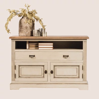 Meuble tv bas en bois blanc Capucine - Hellin