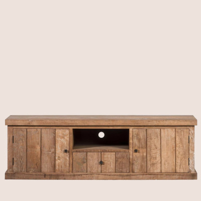 Meuble TV en bois recyclé 2 portes 1 tiroirs 1 niche - HELLIN