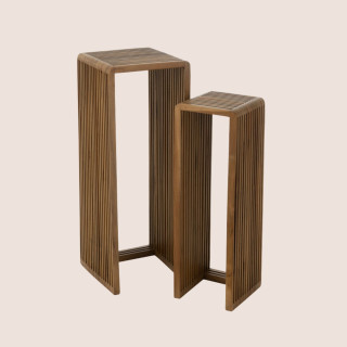 Sellette gigogne carrée en teck recyclé L34 (set de 2) - HELLIN