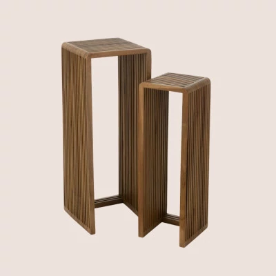 Sellette gigogne carrée en teck recyclé L34 (set de 2) - HELLIN