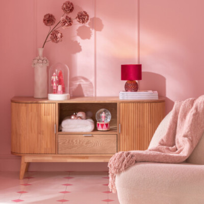 Meuble TV en bois naturel 2 portes 1 tiroir 1 niche ORIGAMI - HELLIN