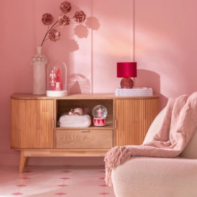 Meuble TV en bois naturel 2 portes 1 tiroir 1 niche ORIGAMI - HELLIN