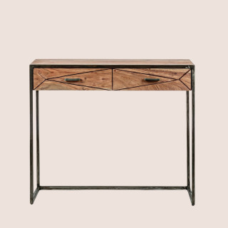 Console en bois d'acacia et structure en métal 2 tiroirs ELEANOR
