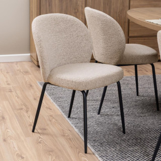 Chaise scandinave en tissu bouclette et pieds en métal noir (lot de 2) PAMELA - HELLIN