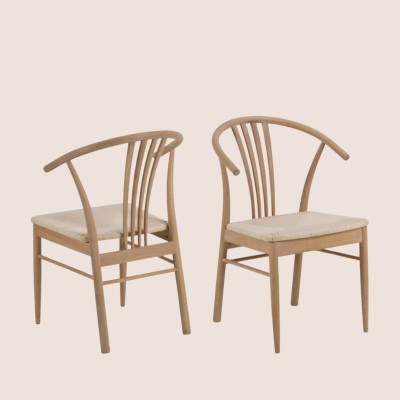 Chaises chêne blanchi tressées – Lot de 2 ASTA | Hellin
