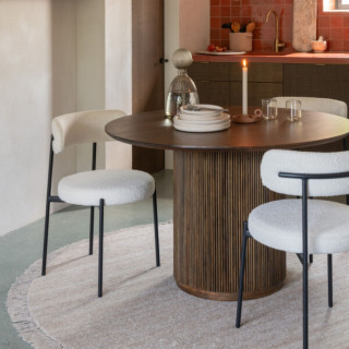 Chaises design en métal noir et bouclette (lot de 2) GERDA - HELLIN