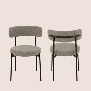 Chaises design en métal noir et bouclette (lot de 2) GERDA - HELLIN