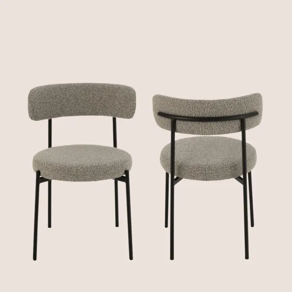 Chaises design en métal noir et bouclette (lot de 2) GERDA - HELLIN