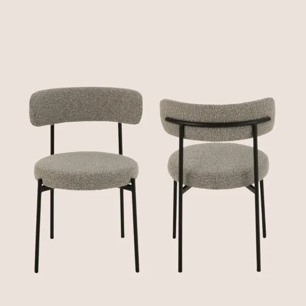 Chaises design en métal noir et bouclette (lot de 2) GERDA - HELLIN