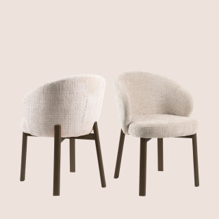 Chaises en tissu beige et pieds chêne fumé (lot de 2) YUNA - HELLIN