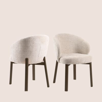 Chaises en tissu beige et pieds chêne fumé (lot de 2) YUNA - HELLIN