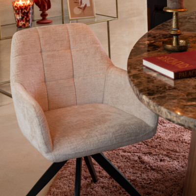 Chaise en métal et velours texturé (lot de 2) LUCIE - HELLIN