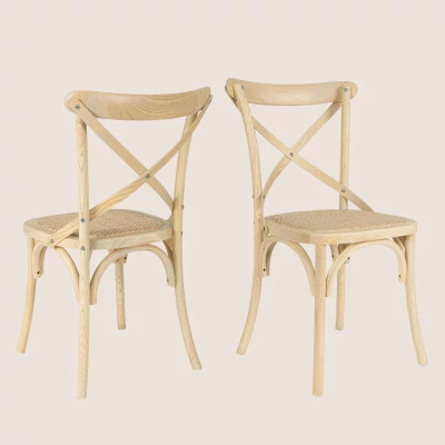 Chaise bistrot bois et rotin : modèle Estaminet - Hellin