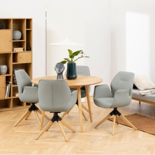 Fauteuil pivotant en tissu et bois / Style scandinave | Hellin