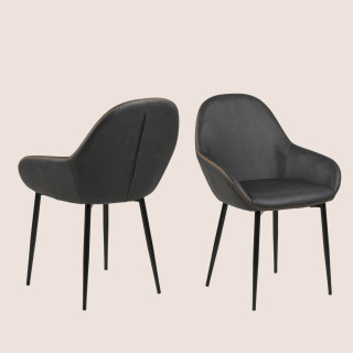 Fauteuil de salle à manger en simili gris | Hellin