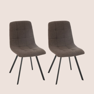 Chaises en métal noir et tissu bouclette (lot de 2) OLIVIA - HELLIN