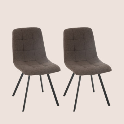 Chaises en métal noir et tissu bouclette (lot de 2) OLIVIA - HELLIN
