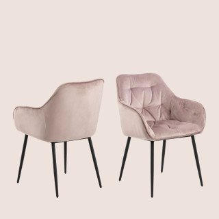 Fauteuil de salle à manger en velours et métal (lot de 2) - TERI
