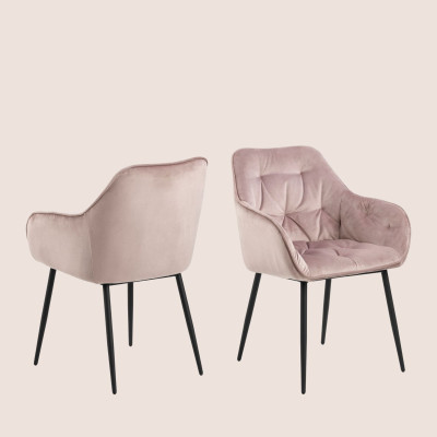 Fauteuil de salle à manger en velours et métal (lot de 2) - TERI