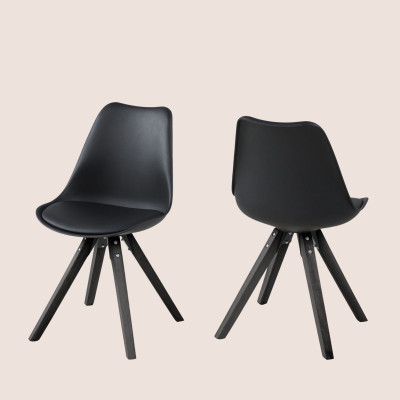 Chaise noire en bois et résine : modèle Earl - Hellin