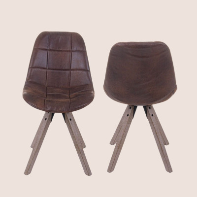 Chaise scandinave tissu et piétement bois : lot de 2 | Hellin