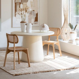 Chaise de salle à manger en teck naturel et rotin (lot de 2) - HELLIN
