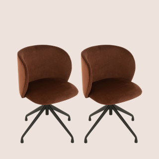 Chaise pivotante réglable en hauteur en velours MIA - HELLIN