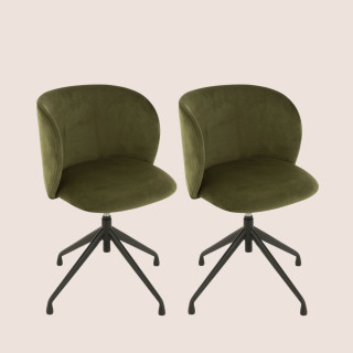 Chaise pivotante réglable en hauteur en velours MIA - HELLIN