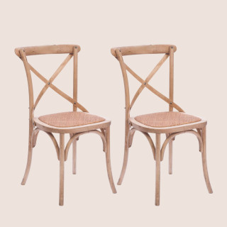 Chaises bistrot en bois massif naturel (lot de 2) ESTAMINET - Hellin