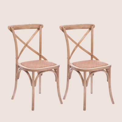 Chaises bistrot en bois massif naturel (lot de 2) ESTAMINET - Hellin