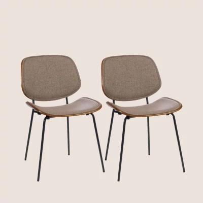 Chaises rétro en noyer et tissu (lot de 2) ELLEA - HELLIN