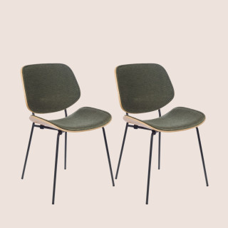 Chaises rétro en chêne et tissu (lot de 2) ELLEA - HELLIN