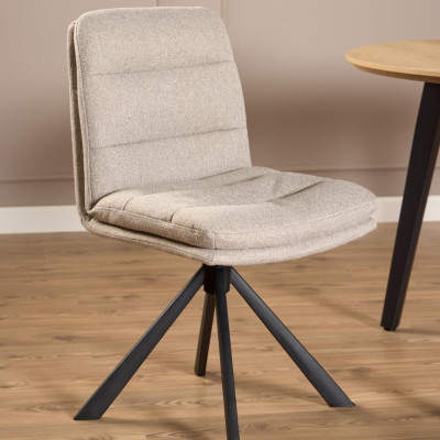 Chaises pivotantes en tissu beige et métal noir (lot de 2) JAMES - HELLIN