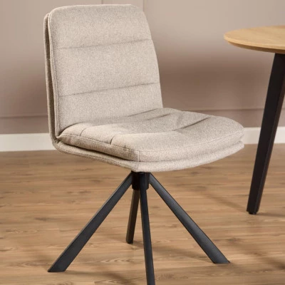 Chaises pivotantes en tissu beige et métal noir (lot de 2) JAMES - HELLIN