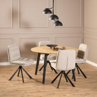 Chaises pivotantes en tissu beige et métal noir (lot de 2) JAMES - HELLIN
