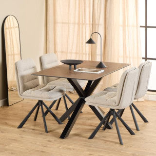 Chaises pivotantes en tissu beige et métal noir (lot de 2) JAMES - HELLIN