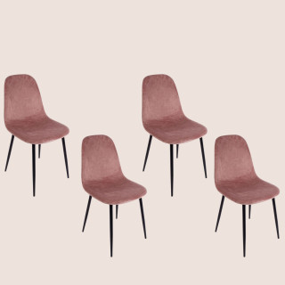 Chaise de salle à manger en velours et métal (lot de 4) AURELIA - HELLIN